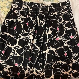 LOFT Black and Pink Floral Mini Skirt